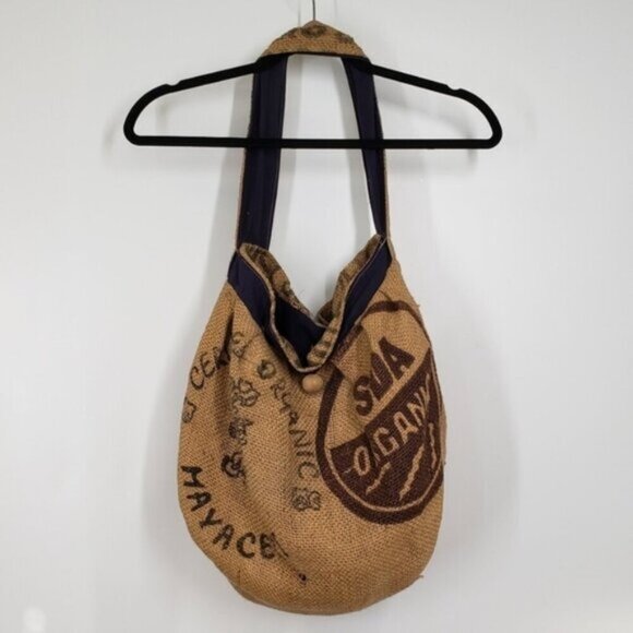 Burlap Coffee Sack Shoulder Bag Lined Unique Hippie Boho Free Spirit Graphic - Picture 15 of 16